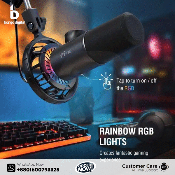 FIFINE K658 USB Dynamic Cardioid Podcast Microphone With A Live Monitoring, Gain Control, Mute Button