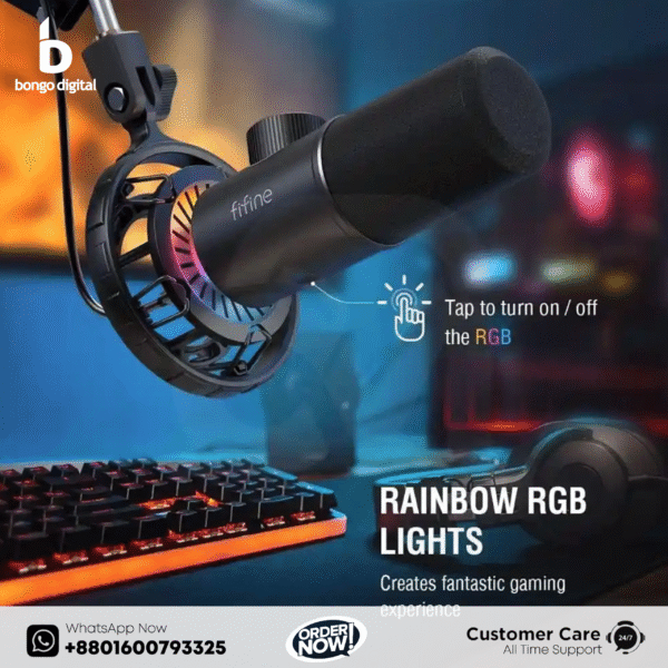 FIFINE K658 USB Dynamic Cardioid Podcast Microphone With A Live Monitoring, Gain Control, Mute Button