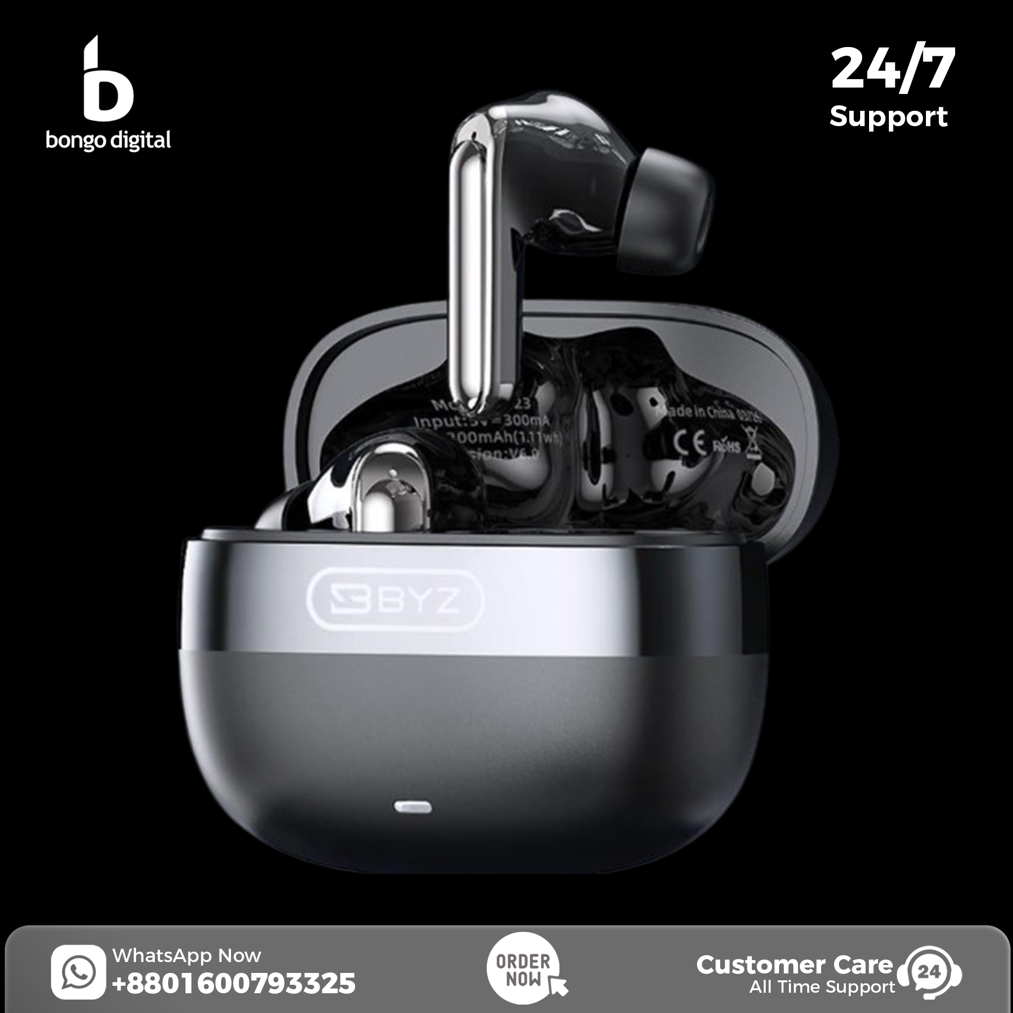BYZ S623 BYZ S623 ANC+ENC True Wireless Bluetooth Earbuds - Image 1