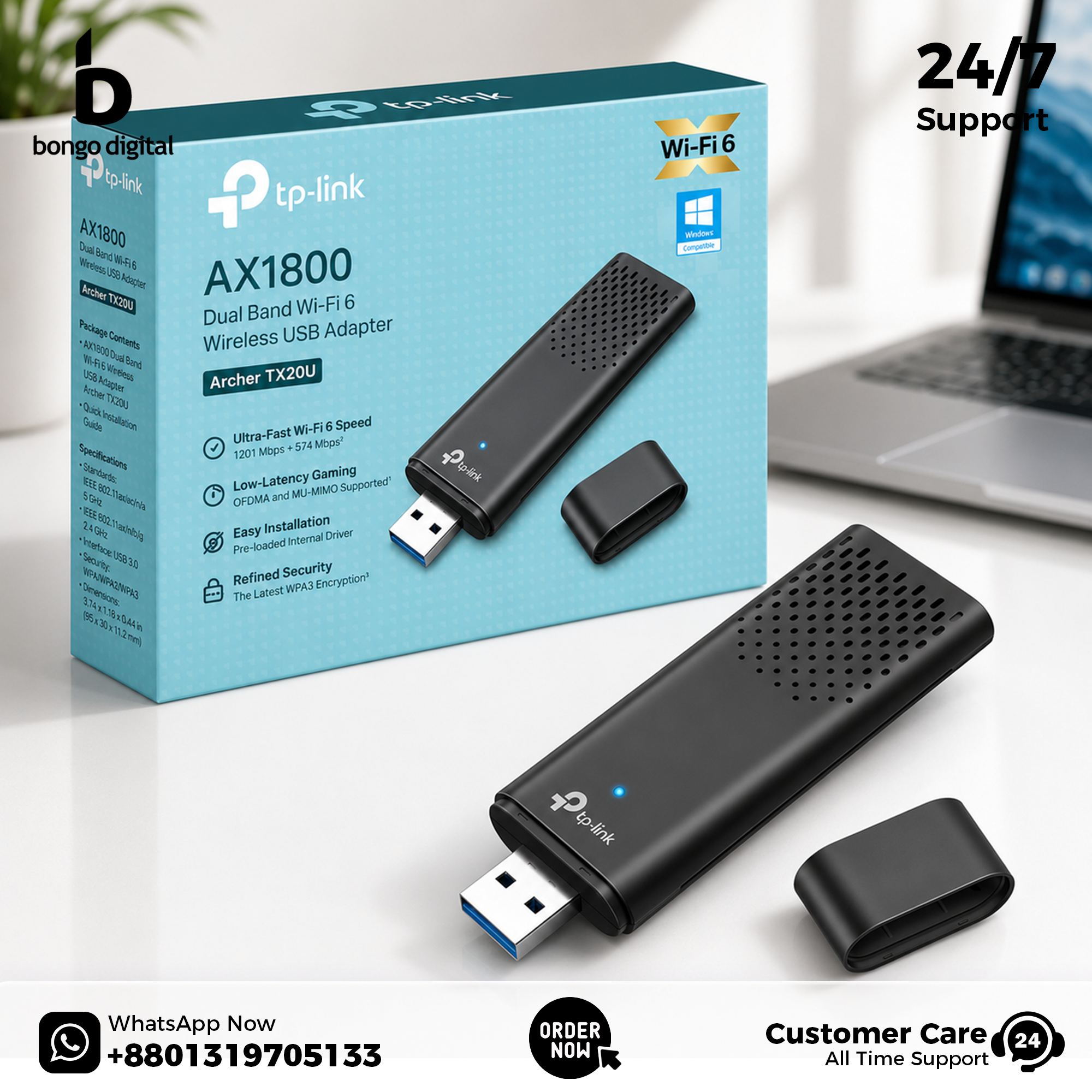 product 2 TP-Link Archer TX20U AX1800 Dual Band Wi-Fi 6 Wireless USB Adapter - Image 1